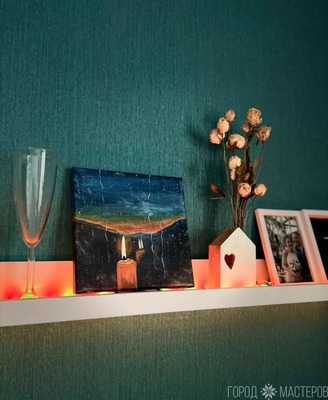 Авторский холст "Дождь за окном" - 2