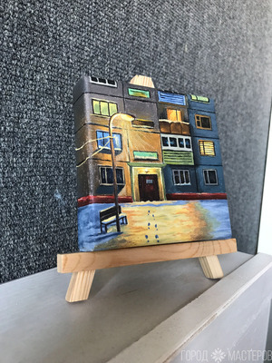 Авторский холст "Вечерние панельки" - 2