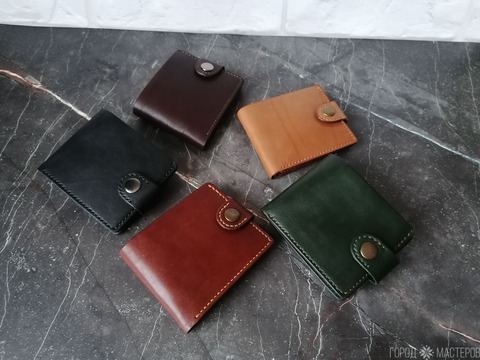 Кошелек, бифолд, нат. кожа, ручная работа