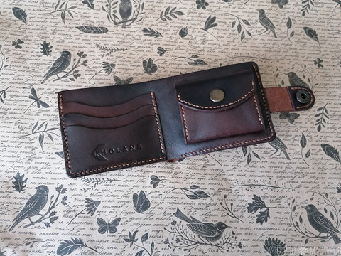 Кошелек, бифолд, нат. кожа, ручная работа - 3