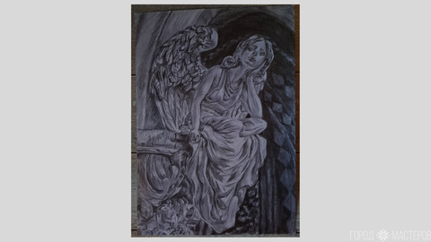 Рисунок ангел Тоскано А4 простым карандашом