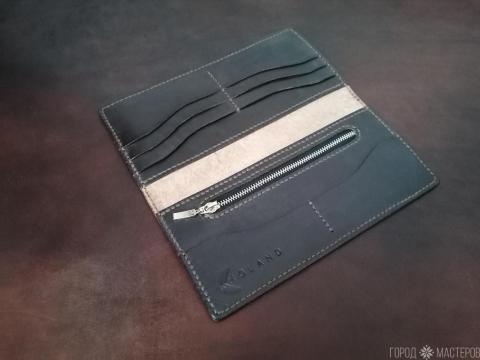 Кошелек, лонгер, ручная работа, натуральная кожа - 2