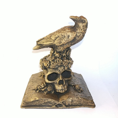 Ворон на Книге с Черепом Алтарная статуэтка