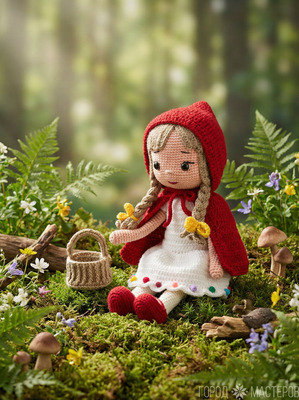 ВЯЗАНАЯ КУКЛА "КРАСНАЯ ШАПОЧКА" - 7