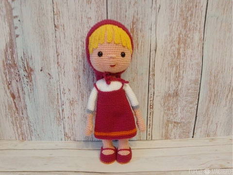 ВЯЗАНАЯ МАША ИЗ МУЛЬТСЕРИАЛА "МАША И МЕДВЕДЬ" 27 СМ.