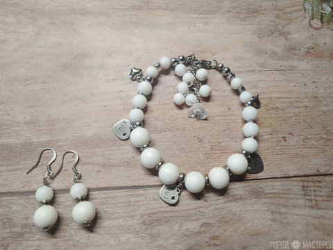 БРАСЛЕТ С БЕЛЫМ АГАТОМ - 5