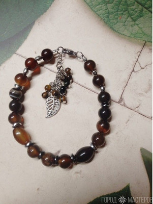 БРАСЛЕТ НАТУРАЛЬНЫМ ТИГРОВЫМ ГЛАЗОМ - 8