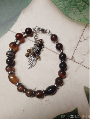 БРАСЛЕТ НАТУРАЛЬНЫМ ТИГРОВЫМ ГЛАЗОМ - 9