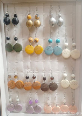 СЕРЬГИ С НАТУРАЛЬНЫМИ КАМНЯМИ И ДЕРЕВЯННЫМИ КРУГЛЫМИ ШАРМАМИ - 4