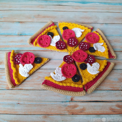 Развивающая игрушка-пазл "Пицца", ручная работа - 3