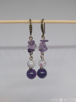 ШИКАРНЫЕ СЕРЬГИ С НАТУРАЛЬНЫМИ КАМНЯМИ РУЧНОЙ РАБОТЫ - 5