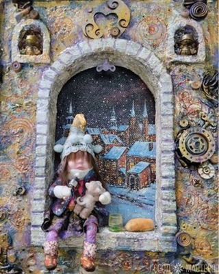 панно с ватной игрушкой