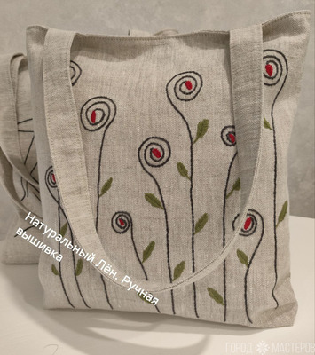Сумка шоппер с ручной вышивкой - 4