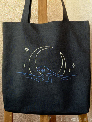 Сумка шоппер с ручной вышивкой - 9