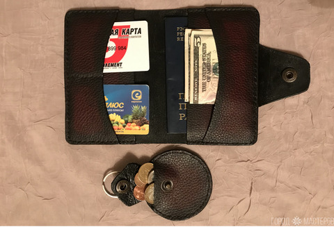 Подарочный набор: обложка для паспорта и брелок-монетница - 4