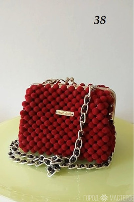 Сумочка  бархатные бусины на фермуаре (видео прилагается в описании