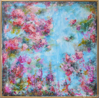 Картина.Абстракция. "Весеннее небо" Размер-41х41.см.