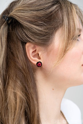 Комплект Кулон Серьги Кольцо вышитые лентами - 9