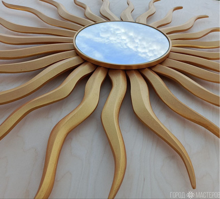 Зеркало - солнце Soleil,  золотой - 3