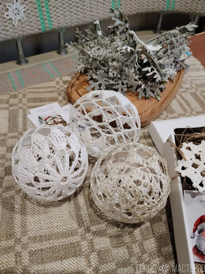 Новогодние ажурные шары и снежинки