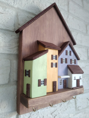 Панно "Квартал", ключница, декор, подарок для дома и интерьера