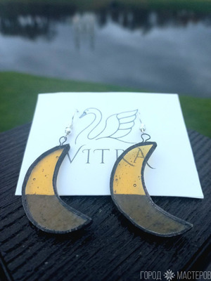 Серьги из витражного стекла "Месяц"🌙