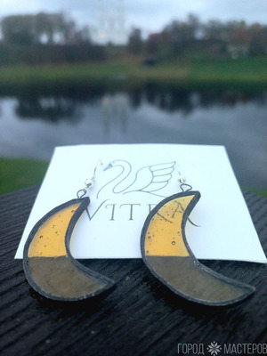 Серьги из витражного стекла "Месяц"🌙 - 2