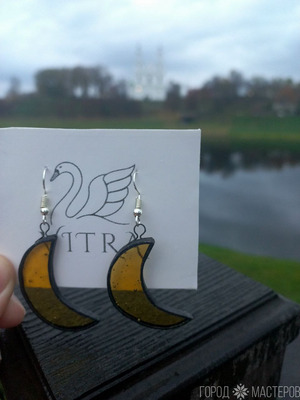 Серьги из витражного стекла "Месяц"🌙 - 3