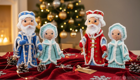 Вязаный дедушка Мороз и Снегурочка - 2