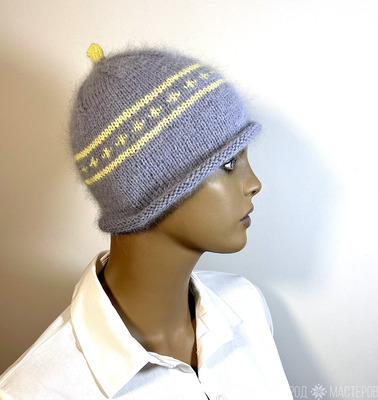 "Шапка с пипкой" из ангоры унисекс - 3