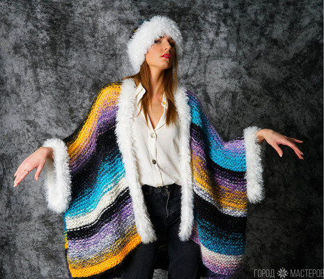 Пончо из мохера с полушерстью в единственном экземпляре - 2