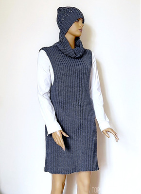 Туника Платье вязаное из пряжи класса "люкс" меринос Италия