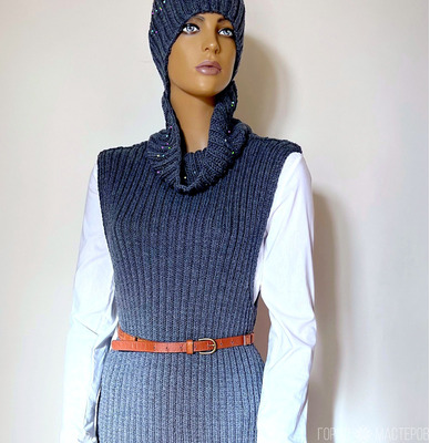 Туника Платье вязаное из пряжи класса "люкс" меринос Италия - 4