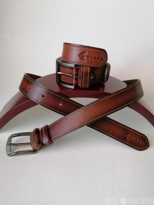 Ремень мужской, ручная работа, натуральная кожа