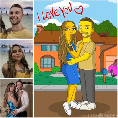 Портрет по фото в стиле Симпсоны