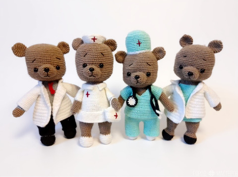 Вязаные мишки медработники.Врач,медсестра,медбрат. - 3