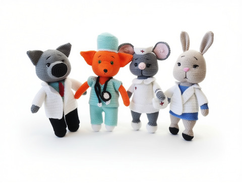 Вязаные мишки медработники.Врач,медсестра,медбрат. - 4