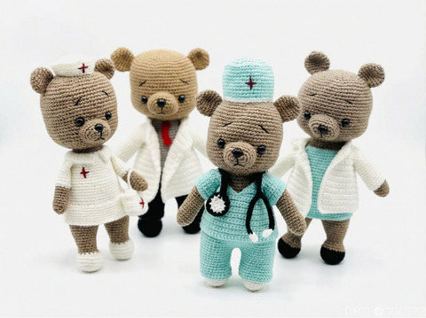 Вязаные мишки медработники.Врач,медсестра,медбрат. - 7