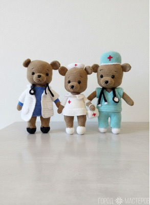 Вязаные мишки медработники.Врач,медсестра,медбрат. - 9