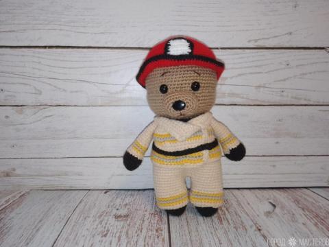 Вязаный мишка пожарник,МЧСник. Ручная работа - 2