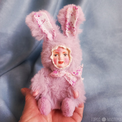 Лавандовая зайка-сплюшка тедди долл