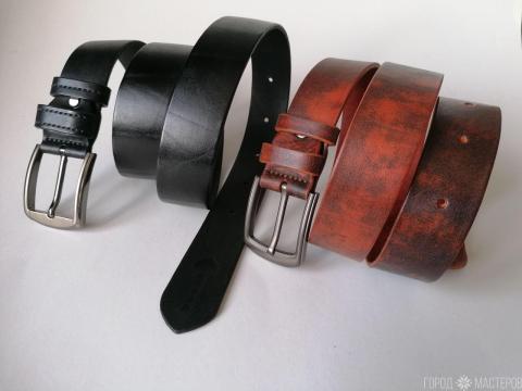 Ремень мужской, натуральная кожа, ручная работа