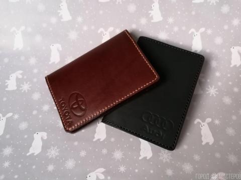 Обложка для  автодокументов   нат. кожа ручная работа - 2