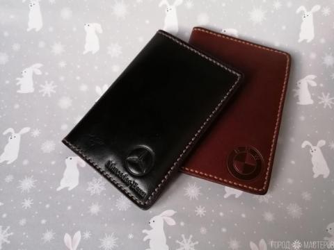 Обложка для  автодокументов   нат. кожа ручная работа - 4