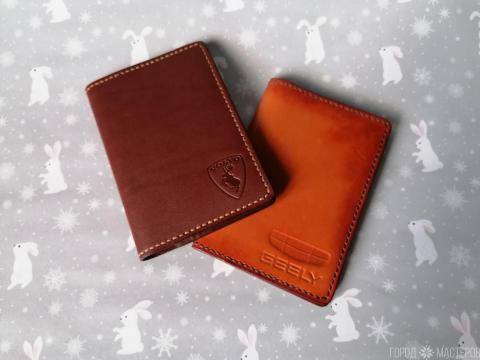 Обложка для  автодокументов   нат. кожа ручная работа - 5